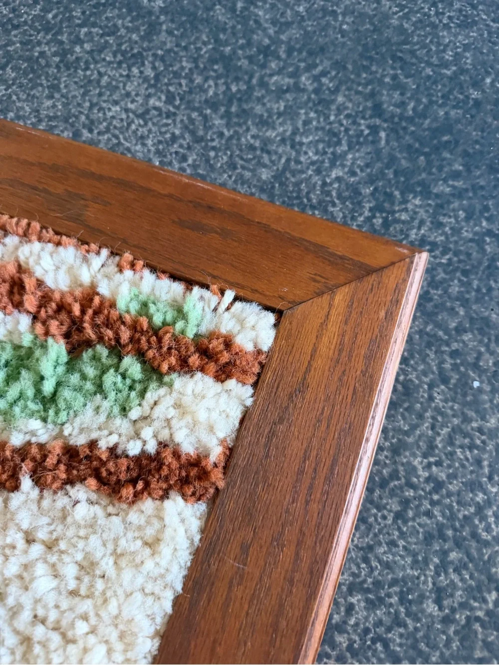 Vintage Yarn Latch Hook Wall Hanging Decor MCM Retro 1970's Boho Vibe Kitschy